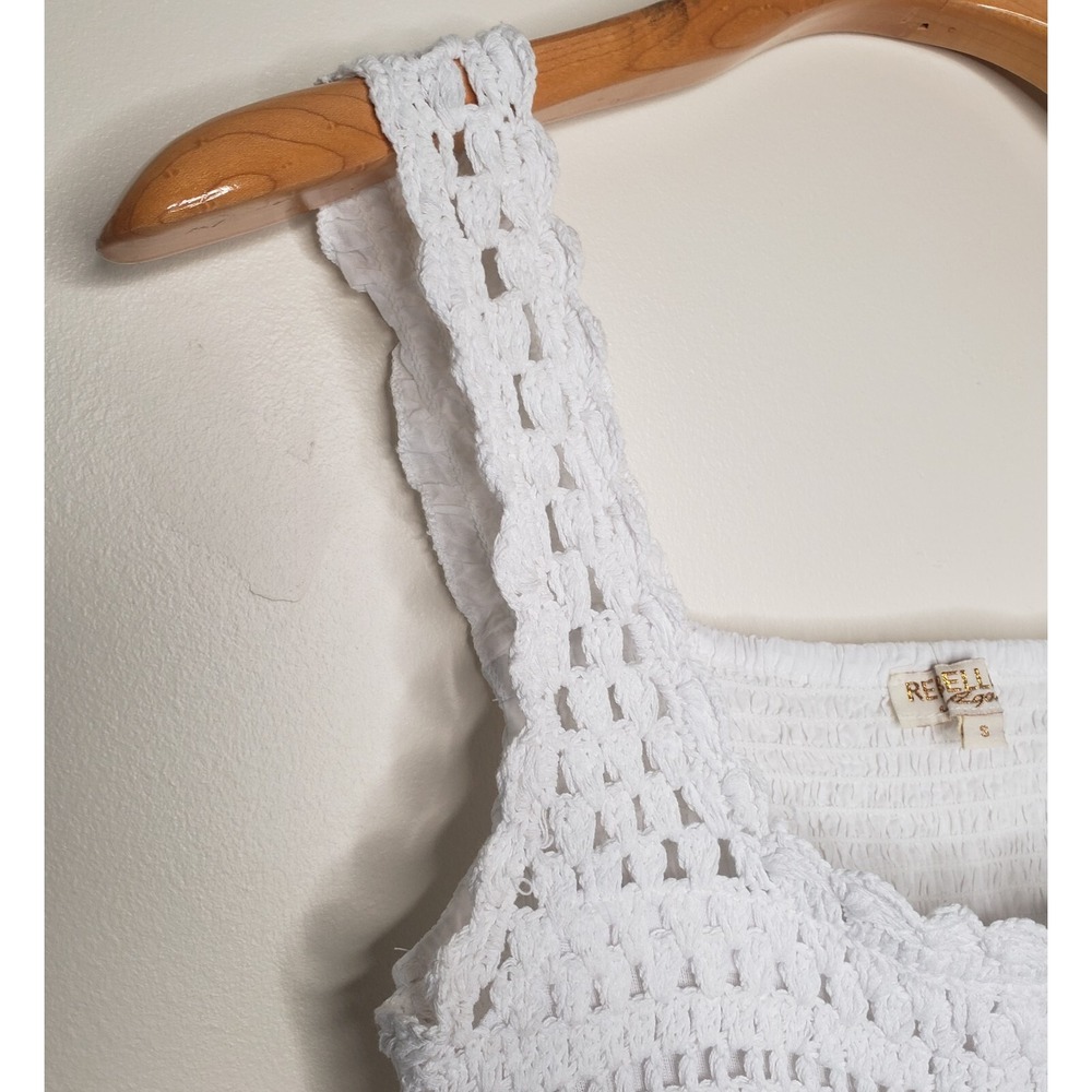 Granny Square Knit Tank Top Sz S Crochet Boho Hippie Cottagecore Festival - Picture 4 of 15